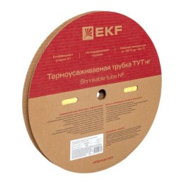 Трубка термоусадочная ТУТ нг 12/6 желт. (уп.100м) EKF tut-12-y