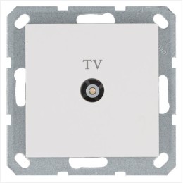 Розетка телевизионная оконечная TV Ф9.5мм механизм бел. глянцевый Jasmart G6001W