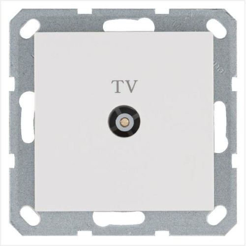 Розетка телевизионная оконечная TV Ф9.5мм механизм бел. глянцевый Jasmart G6001W