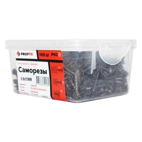 Саморез усиленный гипсокартон-дерево 3.8х25 (TWN) (контейнер) (уп.900шт) Tech-Krep PRO/Zitar 146423