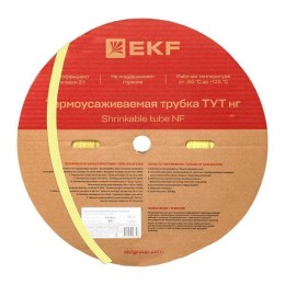 Трубка термоусадочная ТУТ нг 16/8 желт. (уп.100м) EKF tut-16-y