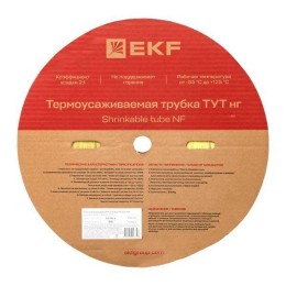 Трубка термоусадочная ТУТ нг 16/8 желт. (уп.100м) EKF tut-16-y