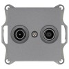 Розетка телевизионная проходная TV + FM 2-м Ф9.5мм механизм алюм. Jasmart G6205S