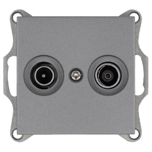 Розетка телевизионная проходная TV + FM 2-м Ф9.5мм механизм алюм. Jasmart G6205S