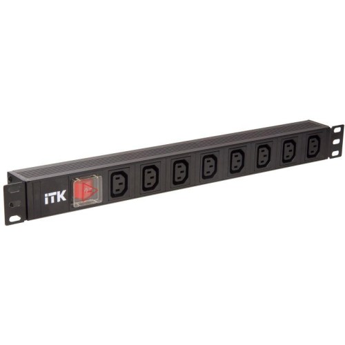 Блок розеток 8 мест PDU 19дюймов IEC320 C13 PH12-8C133 с LED выкл. алюм. профиль1U вход C14 без шнур