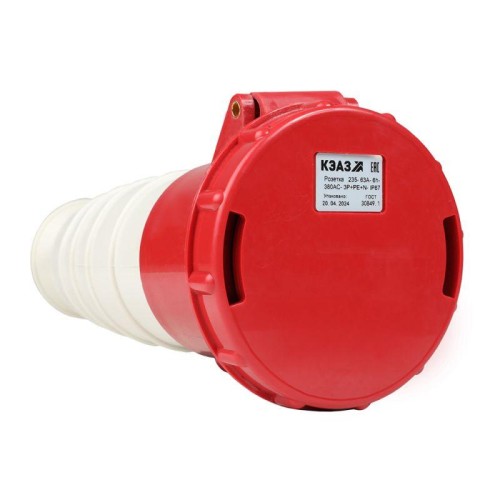 Розетка кабельная 235 63А 380AC 3P+PE+N 6ч IP67 КЭАЗ 222764