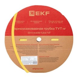 Трубка термоусадочная ТУТ нг 20/10 желт. (уп.100м) EKF tut-20-y