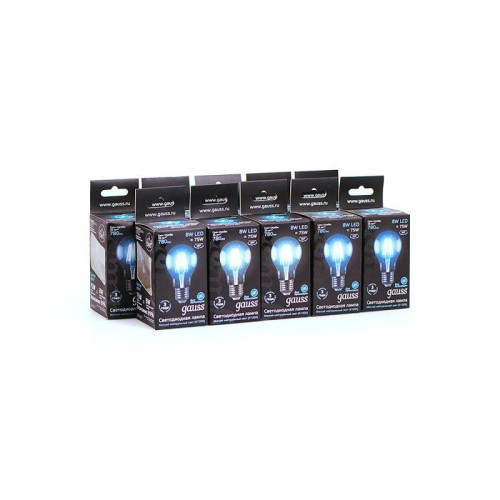 Лампа светодиодная филаментная Black Filament 8Вт A60 грушевидная 4100К нейтр. бел. E27 780лм GAUSS