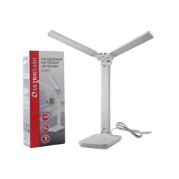 Светильник светодиодный настольный UF-819 C01 12Вт 6000К 3 ур. яркости 2 плафона кожа бел. Ultraflas