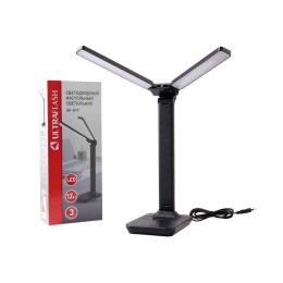 Светильник светодиодный настольный UF-819 C02 12Вт 6000К 3ур. яркости 2 плафона кожа черн. Ultraflas