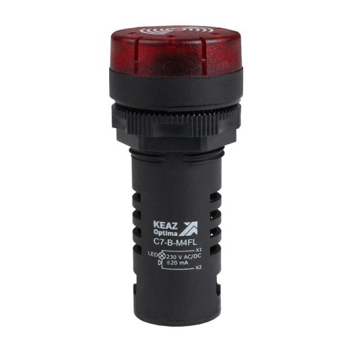 Зуммер с пульсирующим сигналом OptiSignal Compact D22 С7-B-M4FL красн. с подсветкой 230В AC/DC КЭАЗ