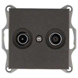Розетка телевизионная проходная TV + FM 2-м Ф9.5мм механизм мокко Jasmart G6205Z