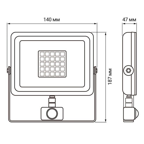 Прожектор светодиодный PFL-SC SENSOR 30Вт 6500К IP54 190-260В ДО закален. матов. стекло JazzWay 5001