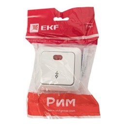 Переключатель проходной 1-кл. ОП Рим 10А IP20 с индикатором бел. EKF ENV10-125-10