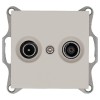 Розетка телевизионная проходная TV + FM 2-м Ф9.5мм механизм тауп Jasmart G6205T
