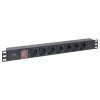 Блок PDU TERACOM PRO 19дюйм 1U 10А 250В 7-м Schuko с выкл. без шнура питания вх. разъем C14 алюм. че