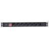 Блок PDU TERACOM PRO 19дюйм 1U 10А 250В 7-м Schuko с выкл. без шнура питания вх. разъем C14 алюм. че
