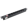Блок PDU TERACOM PRO 19дюйм 1U 10А 250В 7-м Schuko с выкл. без шнура питания вх. разъем C14 алюм. че