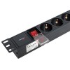 Блок PDU TERACOM PRO 19дюйм 1U 10А 250В 7-м Schuko с выкл. без шнура питания вх. разъем C14 алюм. че