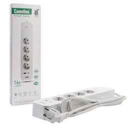Фильтр сетевой умный Smart Home SZD/SH/4х1.5/WIFI 4гн.1.5м 16А 4000В USB+Type-С WiFi+Счетчик Camelio