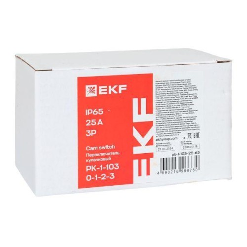 Переключатель кулачковый ПК-1-103 3п 25А "0-1-2-3" IP65 EKF pk-1-103-25-65
