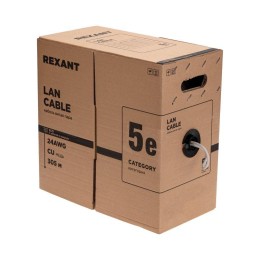 Кабель витая пара U/UTP кат.5E 2х2х24AWG solid CU PVC сер. (м) Rexant 01-0023-R