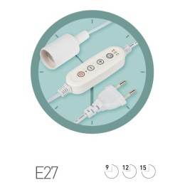 Светильник для растений FITO-Time Holder под лампу Е27 с проводом 1.5м и таймером для фитоламп Эра Б