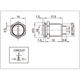 Кнопка антивандальная d12 Б/Фикс (2с) OFF-(ON) выпуклая (A12-B2) Rexant 36-3151