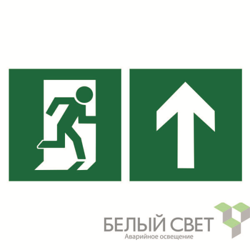 Знак безопасности NPU-2714.E38"Напр. к эвакуационному выходу прямо" Белый свет a20314