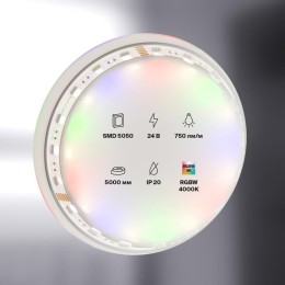 Лента светодиодная 24В 5050 19.2Вт/м RGBW 4000К IP20 (уп.5м) Maytoni 10180