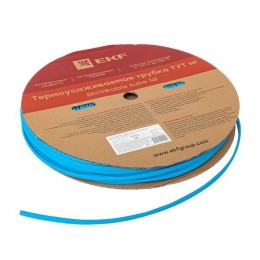 Трубка термоусадочная ТУТ нг 6/3 син. (уп.100м) EKF tut-6-g