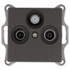 Розетка телевизионная проходная TV + FM + SAT 3-м Ф9.5мм механизм мокко Jasmart G6207Z