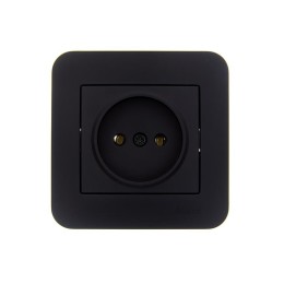 Розетка 1-м СП ASTI 16А IP20 без заземл. термопласт в сборе черн. бархат. LEZARD 7081-4242-121B