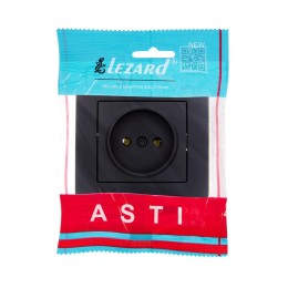 Розетка 1-м СП ASTI 16А IP20 без заземл. термопласт в сборе черн. бархат. LEZARD 7081-4242-121B