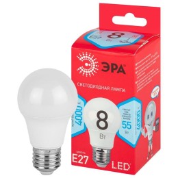 Лампа светодиодная RED LINE LED A55-8W-840-E27 R 8Вт A55 грушевидная 4000К нейтр. бел. E27 Эра Б0052