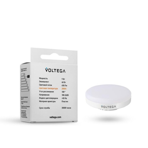 Лампа светодиодная Simple GX53 9Вт 2800К Voltega 7772