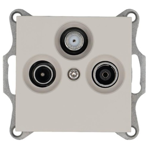 Розетка телевизионная проходная TV + FM + SAT 3-м Ф9.5мм механизм тауп Jasmart G6207T