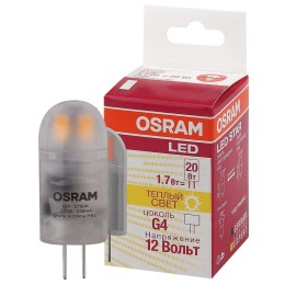 Лампа светодиодная LED Star PIN20 1.7W/827 1.7Вт матовая 2700К тепл. бел. G4 200лм 12В пластик. (зам
