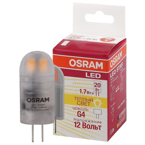 Лампа светодиодная LED Star PIN20 1.7W/827 1.7Вт матовая 2700К тепл. бел. G4 200лм 12В пластик. (зам