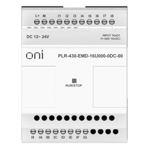 Модуль расширения входов выходов ПЛК 430 12 DI 4 UI (0-10В/DI) 24В DC ONI PLR-430-EMD-16U000-0DC-00