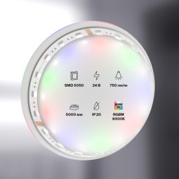 Лента светодиодная 24В 5050 19.2Вт/м RGBW 6000К IP20 (уп.5м) Maytoni 10181