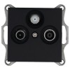 Розетка телевизионная проходная TV + FM + SAT 3-м Ф9.5мм механизм черн. матов. soft touch Jasmart G6
