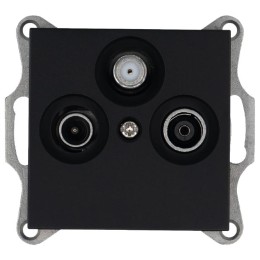 Розетка телевизионная проходная TV + FM + SAT 3-м Ф9.5мм механизм черн. матов. soft touch Jasmart G6