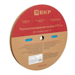 Трубка термоусадочная ТУТ нг 8/4 син. (уп.100м) EKF tut-8-g