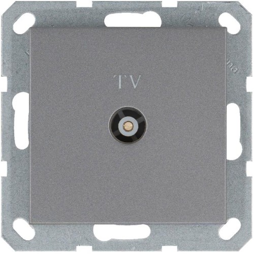Розетка телевизионная проходная TV Ф9.5мм механизм алюм. Jasmart G6002S
