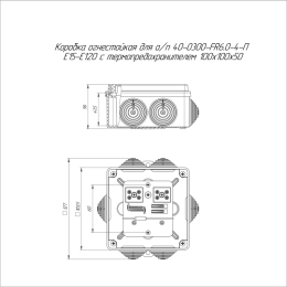 Коробка огнестойкая ОП 40-0300-FR6.0-4-П Е15-Е120 с термопредохранителем 100х100х50 Промрукав 40-030