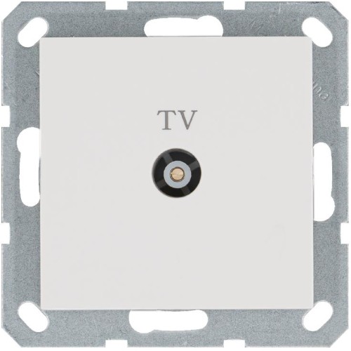 Розетка телевизионная проходная TV Ф9.5мм механизм бел. глянцевый Jasmart G6002W