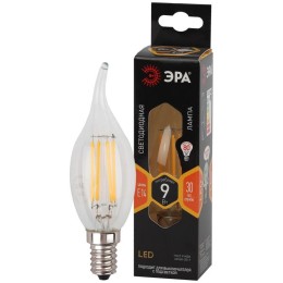 Лампа светодиодная филаментная F-LED BXS-9W-827-E14 BXS 9Вт свеча на ветру E14 тепл. бел. ЭРА Б00470