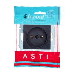 Розетка 1-м СП ASTI 16А IP20 без заземл. термопласт механизм черн. бархат. LEZARD 7081-4288-121B