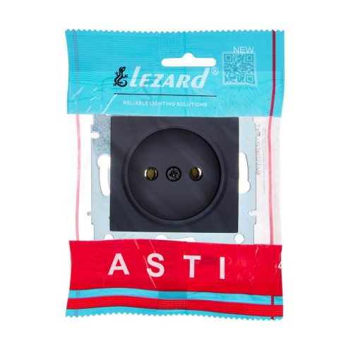 Розетка 1-м СП ASTI 16А IP20 без заземл. термопласт механизм черн. бархат. LEZARD 7081-4288-121B